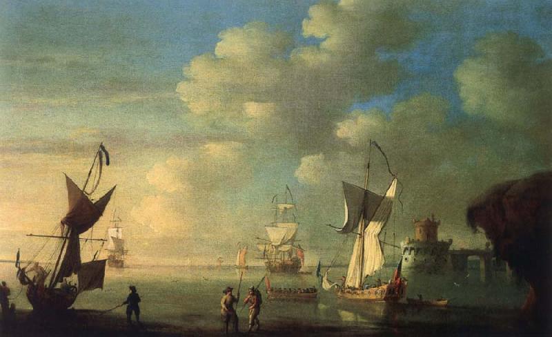Monamy, Peter A royal yacht and other shipping off the coast oil painting picture